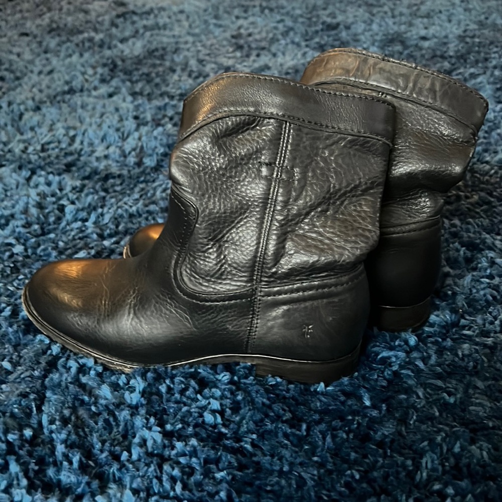 Frye black leather ankle boots